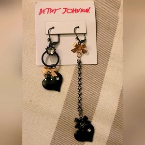 Betsy Johnson Mismatched Black and Gold Earrings New in packaging never worn!